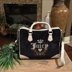 Juicy Couture Black and Cream Satchel with Classic Design